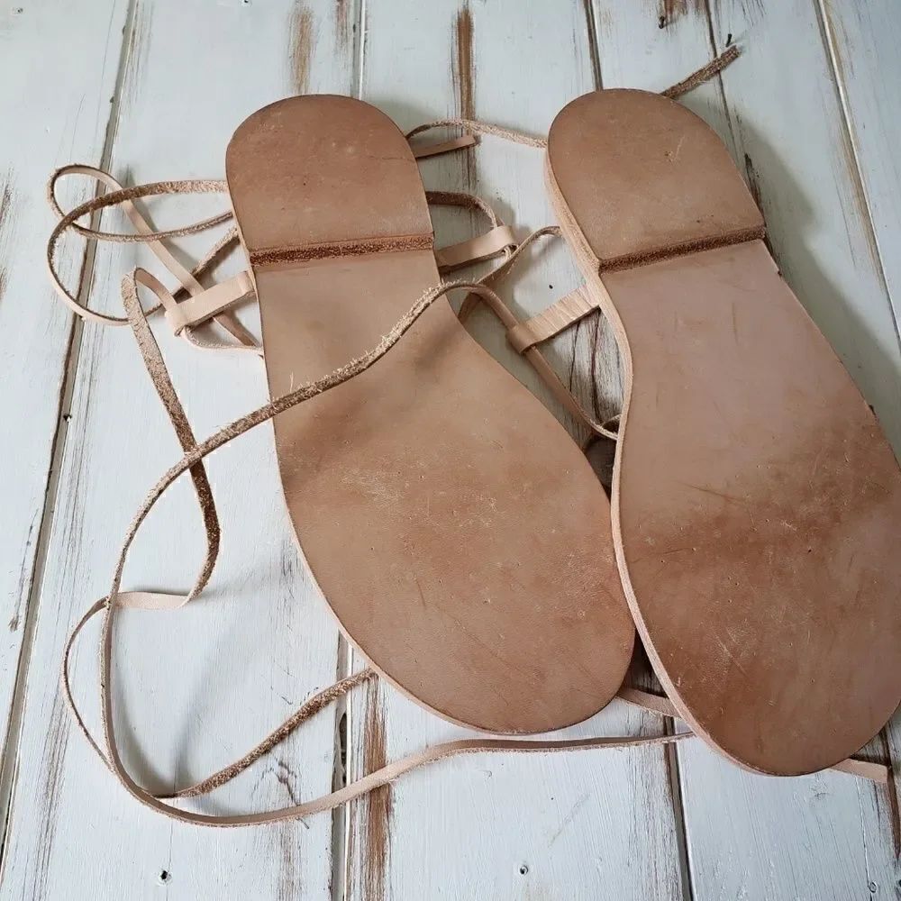 NEVER WORN TUTO HANDMADE LEATHER SANDALS SZ 7 - Picture 6 of 7